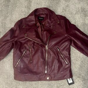 Zenana Vegan Jacket Burgundy Medium